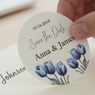 Adesivo Programa de Casamento de Tulipas Azul Delft