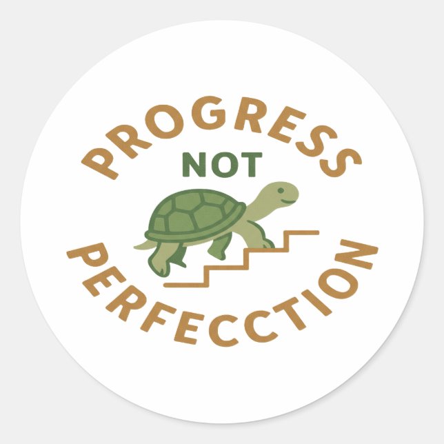 Adesivo Progress not Perfection - Cute Turtle Motivational (Frente)