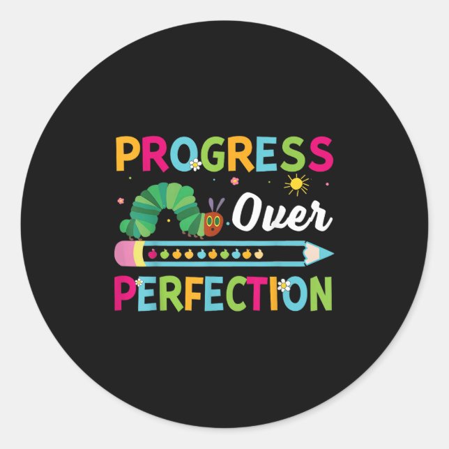 Adesivo Progress Over Perfection Motivational Quote Studen (Frente)