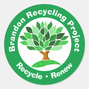 Adesivo Projeto de reciclagem. Reciclar e Renovação.
