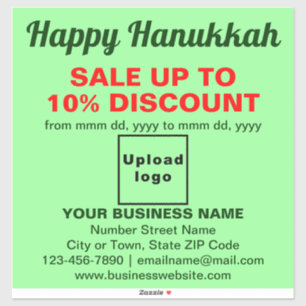 Adesivo Promoção de Hanukkah Empresarial em Vinil Verde Cl