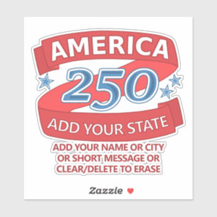 Adesivo Promoção Patriótica América 250 Adicionar Estado e