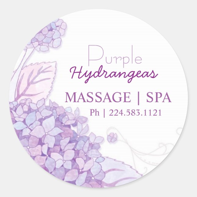 Adesivo Promocional de Negócios do Hydrangeas Roxo (Frente)