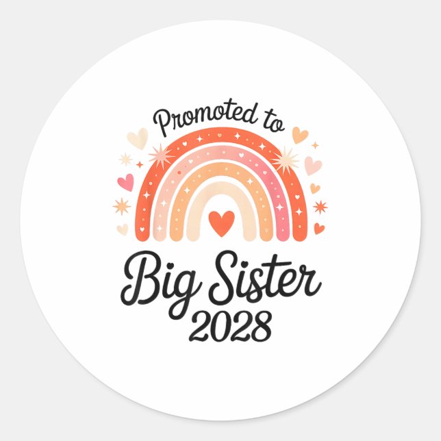 Adesivo Promoted To Big Sister 2028 New Baby Pregnancy Ann (Frente)