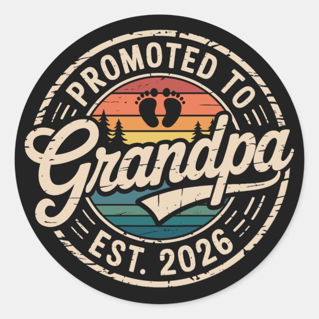 Adesivo Promoted To Grandpa Est 2026 Pregnancy Retro (Frente)