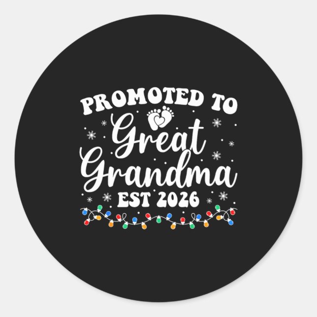 Adesivo Promoted To Great Grandma Est 2026 First Time New  (Frente)