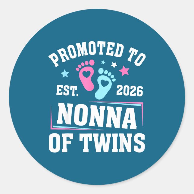 Adesivo Promoted To Nonna Est 2026 Of Twins Gender Reveal  (Frente)