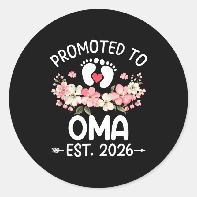 Adesivo Promoted To Oma 2026 First Time Floral New Oma  (Frente)
