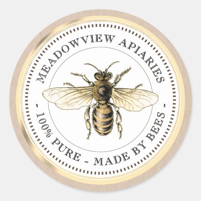 Adesivo Promotional Apiary Product Label Honey Gold Bee (Frente)