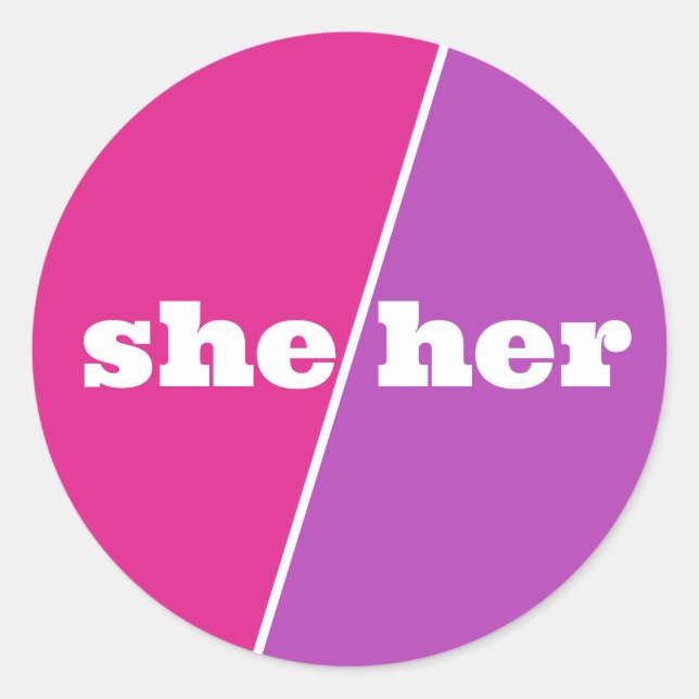 Adesivo Pronome Rosa Violeta Ela/Ela (Frente)