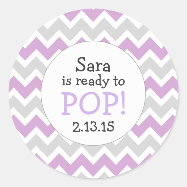 Adesivo Pronta para Pop Chá de fraldas Favor/lavanda (Frente)