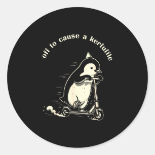 Adesivo Pronto para causar um tumulto pinguim engraçado e