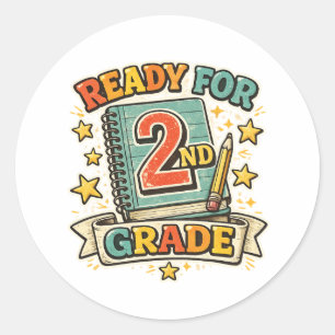 Adesivo Pronto para o 2º ano de escolaridade design vintag