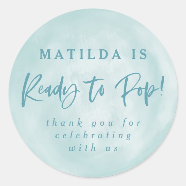 Adesivo Pronto para pop! chá de fraldas favorável obrigado (Frente)