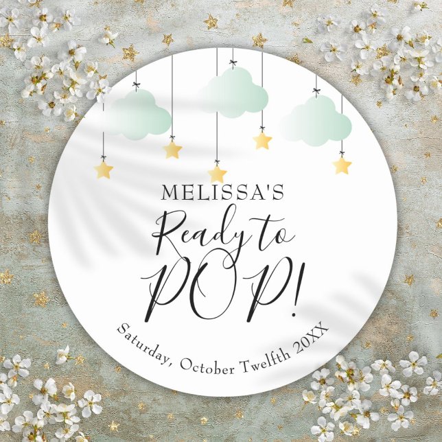 Adesivo Pronto Para POP Twinkle Twinkle  Chã de Bebê (Ready To POP Twinkle Twinkle Baby Shower Classic Round Sticker)