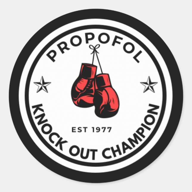 Adesivo Propofol Knock out champ (preto/vermelho) (Frente)