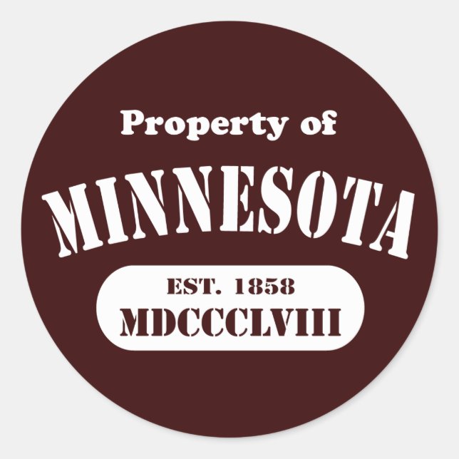 Adesivo Propriedade de Minnesota - qualquer cor bkgd! (Frente)