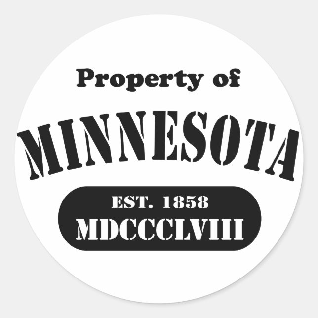 Adesivo Propriedade de Minnesota - texto negro (Frente)