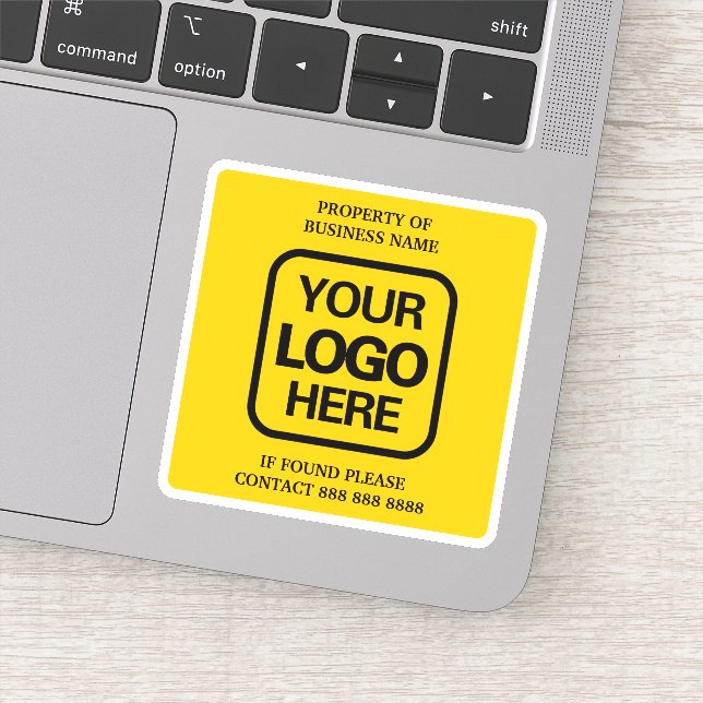 Adesivo Propriedade Do Logotipo Comercial | Preto Amarelo (Detalhe)