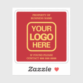 Adesivo Propriedade Do Logotipo Dourado Da Empresa Vermelh