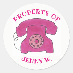 Adesivo PROPRIEDADE DO Telefone Rotativo Retroativo Rosa P