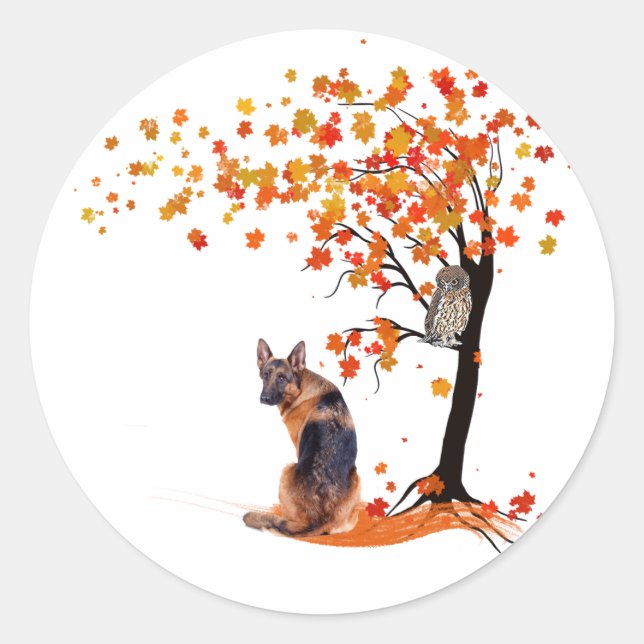 Adesivo Proprietário De Cachorro De german shepherd E Árvo (Frente)