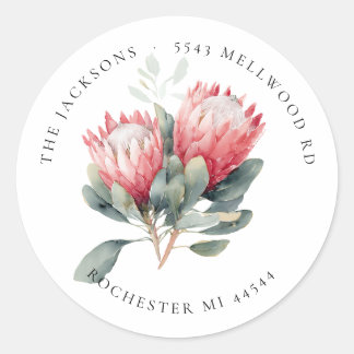 Adesivo Protea Blush Watercolor Flowers Endereço de Devolu