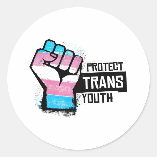 Adesivo Proteger Jovens Trans - Punho Orgulho (Frente)