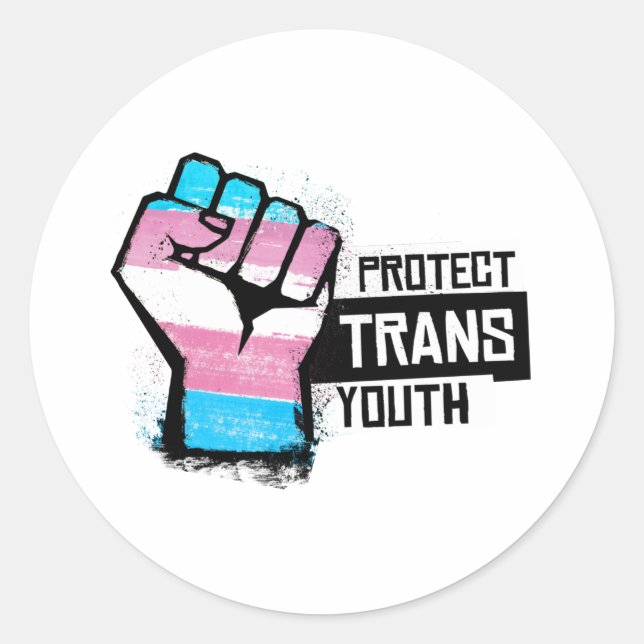 Adesivo Proteger Jovens Trans - Punho Orgulho (Frente)