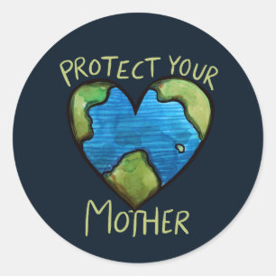 Adesivo Proteja a sua mãe e a natureza amam o coração