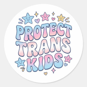 Adesivo Proteja Crianças Trans Kawaii Estrelas Orgulho Ret