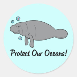 Adesivo Proteja nossos oceanos com manatim