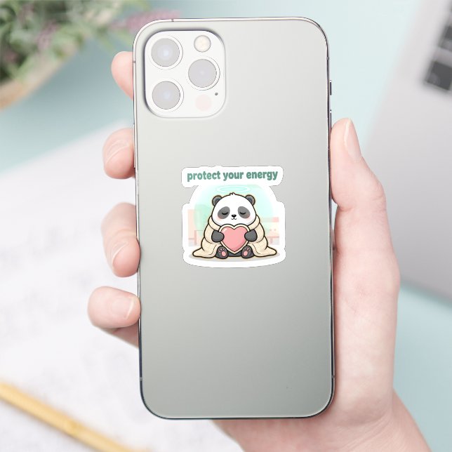 Adesivo proteja sua energia – autoadorável panda de autocu (Telefone)