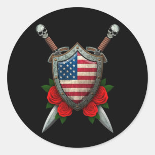 Adesivo Protetor gasto e espadas da bandeira americana com