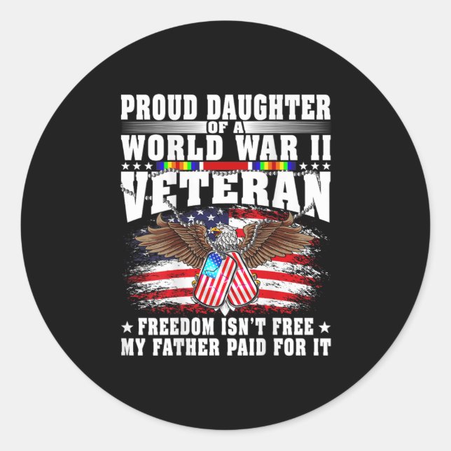 Adesivo Proud Daughter Of World War 2 Veteran Military Vet (Frente)