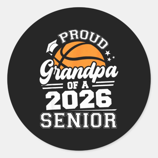Adesivo Proud Grandpa Of A 2026 Senior Basketball Graduate (Frente)