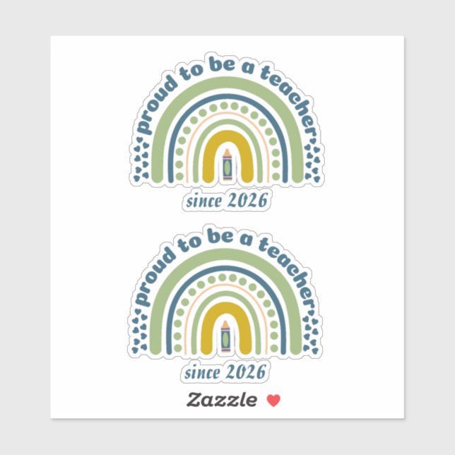 Adesivo Proud To Be a Teacher Retro Blue Green (Folha)