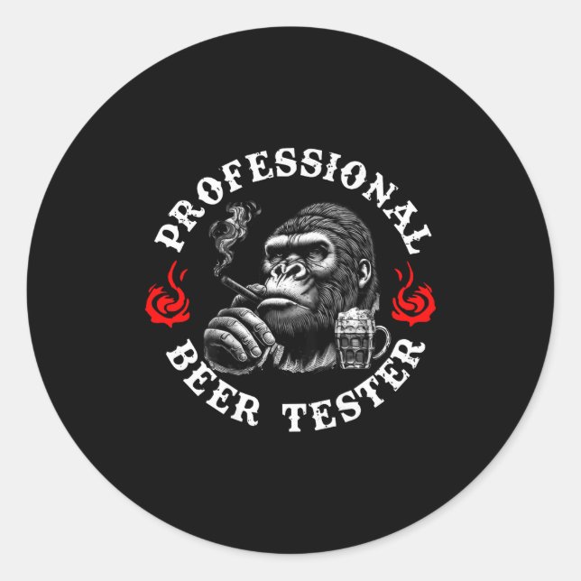 Adesivo Provador de Cerveja Profissional Macaco Engraçado  (Frente)
