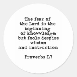 Adesivo Provérbios 1:7| O medo do Lord Round Sticker