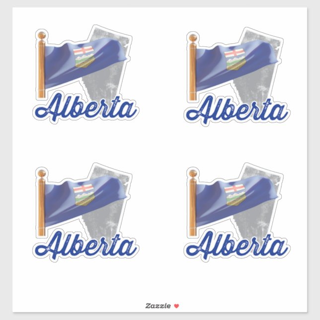 Adesivo Província de Alberta e Bandeira (Folha)