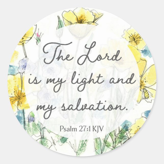 Adesivo Psalm 27:1 Scripture Buttercups Light Salvation (Frente)