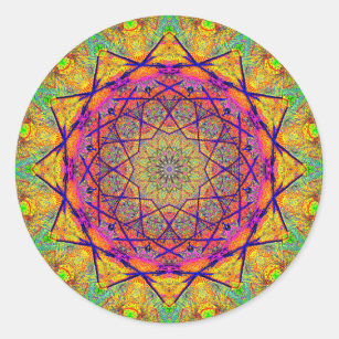 Adesivo Psicadélico colorido Estrela-dado forma Fractal da