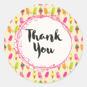 Adesivo Psicles e Padrão de Verão de Sorvete Obrigado