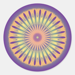 Adesivo Psicodélico Amarelo-Laranja Roxo Mandala