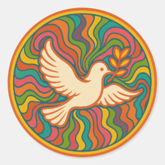 Adesivo Psychedelic Peace Dove Retro 70s Colorful Groovy 