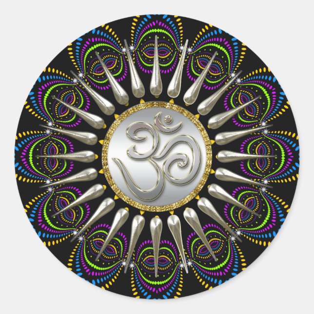 Adesivo Psychedelic Tribe Silver Om (Frente)