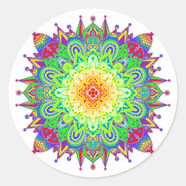 Adesivo Psychedelic Zen Mandala Abstrato Art (Frente)