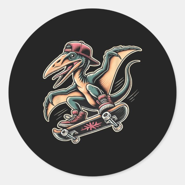 Adesivo Pterodáctilo Dinossauro Cartoon Radical Skateboard (Frente)