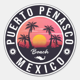 Adesivo Puerto Peñasco Mexico Beach Retro Sunset 60s