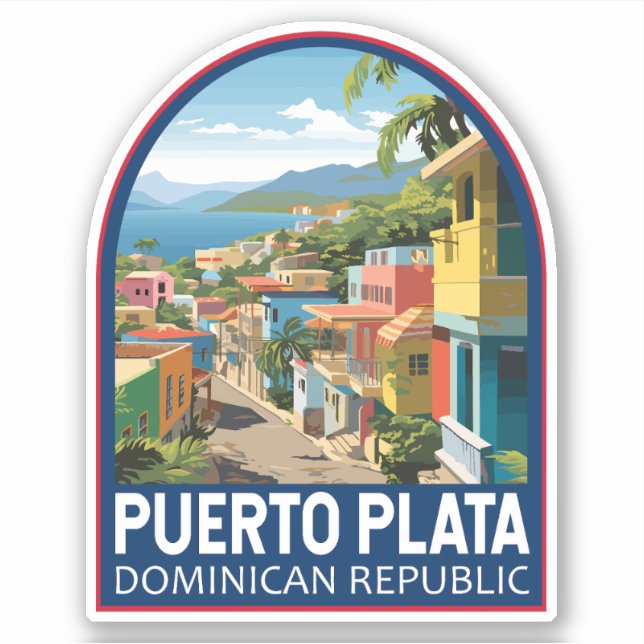 Adesivo Puerto Plata República Dominicana Viagem Art Vinta (Frente)